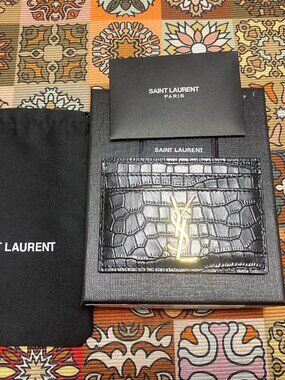YSL Black Quilted Card Holder